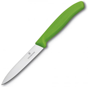 Нож кухонный Victorinox Swiss Classic  (6.7706.L114) стальной для овощей лезв.100мм прямая заточка зеленый