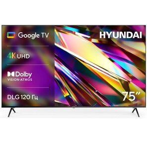 Телевизор LED Hyundai 75" H-LED75BU7011 Google TV Frameless черный 4K Ultra HD 60Hz DVB-T DVB-T2 DVB-C DVB-S DVB-S2 USB WiFi Smart TV
