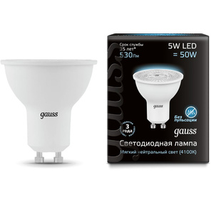 GAUSS 101506205 Светодиодная лампа LED MR16 GU10 5W 530lm 4100K 1 / 10 / 100