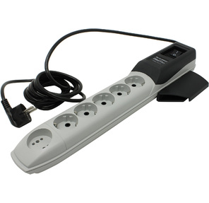 Surge protector Pilot PRO 6 outlets  (5 euro + 1 without ground) 10A  /  2.2kVt,  5m,  automatic circuit-breaker