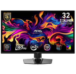 Монитор 31.5" MSI MAG 322UP QD-OLED E1 QD-OLED 3840x2160,  165 Гц,  0.03 мс,  16:9,  250 кд / м²,  HDMI 2.1,  DP,  USB-C  (15 Вт),  3.5 Jack,  HDR10,  DisplayHDR 400 True Black,  Adaptive-Sync,  черный