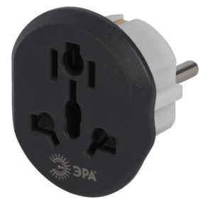 ЭРА Сетевой адаптер универсальный SP-1e-UVL на 1 розетку,  16A / 3500Вт  (Совместим с вилками типов: A,  В,  С,  Е,  F,  G,  I.)
