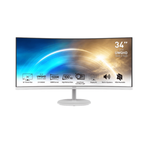 MSI 34" Pro MP341CQW белый VA LED 1ms 21:9 HDMI M / M матовая 300cd 178гр / 178гр 3440x1440 100Hz DP 2K 7.7кг