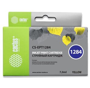 Cactus CS-EPT1284 Картридж струйный желтый для Epson Stylus S22 / S125 / SX420 / SX425 / Office BX305  (7мл)