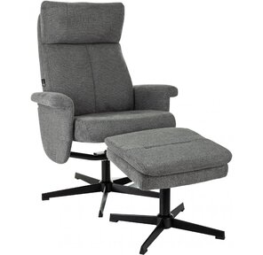 Кресло для дома Бюрократ _Baron с пуфом серый металл черный крестов.  (_BARON / GREY)