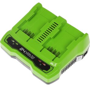 Greenworks Зарядное устройство для 2-х аккумуляторов Greenworks G24X2UC2,  24V [2931907]