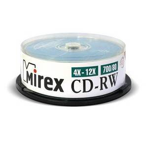 Диск CD-RW Mirex 700 Mb,  12х,  Cake Box  (25),   (25 / 300)