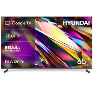 Телевизор LED Hyundai 65" H-LED65BU7011 Google TV Frameless Metal черный / черный 4K Ultra HD 60Hz DVB-T DVB-T2 DVB-C DVB-S DVB-S2 USB WiFi Smart TV