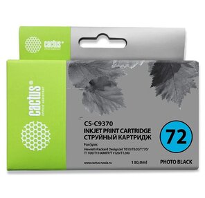 Картридж струйный Cactus CS-C9370 фото черный для №72 HP DesignJet T610 / T620 / T770 / T1100  (130ml)