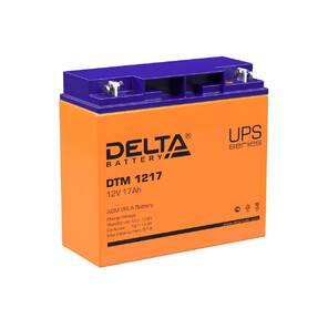 Аккумуляторная батарея Delta DTM 1217 напряжение 12В,  емкость 17Ач,  клемма Болт + гайка ? 5, 5 мм  (ДхШхВ: 181х77х167мм Полная высота 167мм; Вес 5, 6кг; Кол-во элементов 6; Срок службы 6лет; Гарантия 1год)