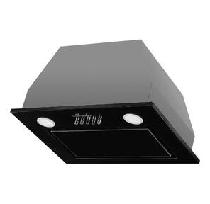 Встраиваемая вытяжка MONSHER INNA 40 Noir,  40 см,  производительность 750 м3 / ч,  3 скорости,  турбо режим,  механическое управление,  уровень шума 45 дБ,  LED освещение,  угольный фильтр KF-Y  (опция),  цвет черный / нержавеющая сталь