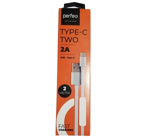 PERFEO Кабель USB2.0 A вилка - USB Type-C вилка,  белый,  длина 2 м.,  бокс  (U4708)
