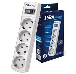 Сетевой фильтр Pilot mini 1.8м  (4 розетки) белый  (коробка)