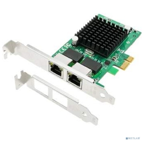 ORIENT XWT-INT82L2PE,  Сетевая карта PCI-Ex1 v1.0a 2xRJ45 Gigabit Ethernet,  Intel 82571GB chipset,  1 Гбит / с,  2 планки крепления в комплекте  (31282)