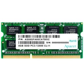 Apacer AS08GFA60CATBGC DDR3 8GB 1600MHz SO-DIMM  (PC3-12800) 1.5V  (Retail)