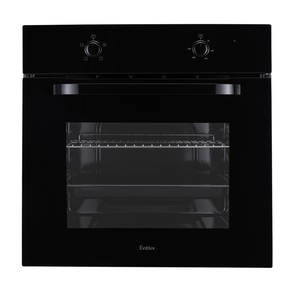 Электрический духовой шкаф EVELUX,  Hi-Tech,  60 см,  объем 65 л,  поворотные переключатели,  защитное отключение,  конвекция,  4 режима,  2 стекла в дверце,  максимальная температура 250 градусов,  энергоэффективность А,  цвет черный