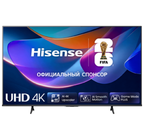 Телевизор ЖК 55'' Hisense /  55",  Ultra HD,  VA,  DLED,  Smart TV  (HomeOS U9.5),  Wi-Fi,  DVB-T2 / C / S2,  2х10W,  Game Mode Plus,  CI+ (1.4),  3хHDMI,  2хUSB,  300 nits,  8000:1,  Works with Alexa,  Alexa Built-in,  VIDAA Voice,  Yandex,  Black,  2026