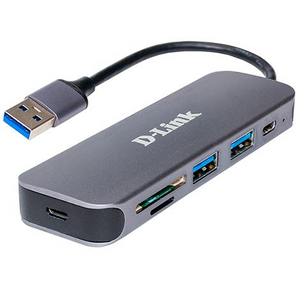 D-Link DUB-1325 / A2A,  2-port USB 3.0,  USB Type-C port,  SD and microSD card slots Hub.2 downstream USB type A  (female) ports,  1 downstream USB type C  (female) port,  1 upstream USB type A  (male),  1 SD
