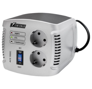 Stabilizer POWERMAN AVS 1000C,  step-type regulator,  1000VA  /  500W,  150-280V,  the maximum input current is 8A,  2 eurosockets,  IP-20,   floor standing,  151mm x 126mm x 123mm,  2kg.