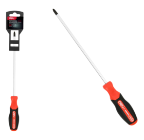 Крестовая DL3460 PH2x100мм сталь S2,  матовый стержень,  двухкомпонентная прорезиненная рукоять