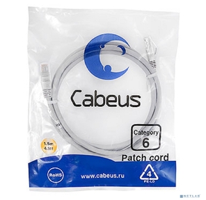 Cabeus PC-UTP-RJ45-Cat.6-1.5m Патч-корд U / UTP,  категория 6,  2xRJ45 / 8p8c,  неэкранированный,  серый,  PVC,  1.5м