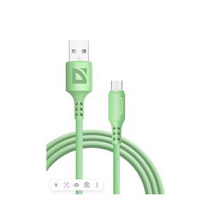 Defender USB кабель F207 Micro,  green,  1м, 2.4А, силикон,  пакет  (87108GRN)