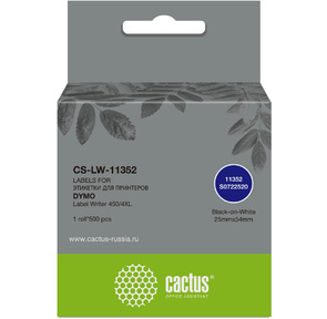 Этикетки Cactus CS-LW-11352 сег.:54x25мм черный белый 500шт / рул Dymo Label Writer 450 / 4XL