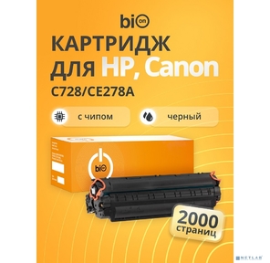 Bion  BCR-C728 / CE278A Картридж для HP { LaserJet Pro P1566 / P1606dn / M1536dnf; Canon i-SENSYS MF4430 / MF4450 / MF4570 / MF4580 / MF4410 / FAX-L150 / FAX-L170 / MF4550}  (2000  стр.),  Черный,  с чипом