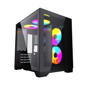 Powercase Корпус Vision Micro,  Black,  Tempered Glass,  4х 120mm 5-color fan,  чёрный,  mATX   (CVBM-L4)