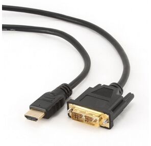 Кабель HDMI-DVI Cablexpert CC-HDMI-DVI-6,  19M / 19M,  single link,  медь,  позол.разъемы,  экран,  1.8м,  черный,  пакет