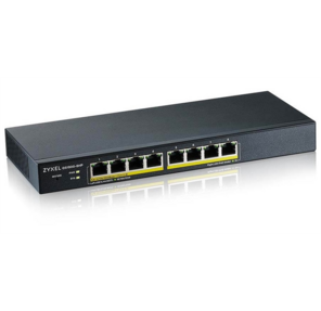 Smart L2 коммутатор PoE+ Zyxel GS1900-8HP,  8xGE PoE+,  настольный,  бесшумный,  бюджет PoE 70 Вт