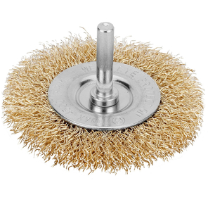 Кордщетка MATRIX 74446  для дрели 60мм плоская со шпилькой латунированная витая проволока
