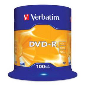 Диск DVD-R Verbatim 4.7Gb 16x Cake Box  (100шт)  (43549)