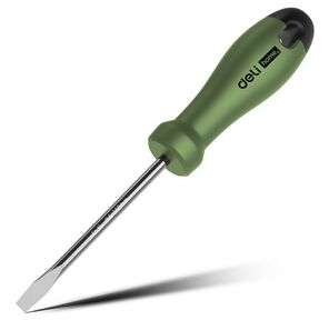 Шлицевая отвёртка ";Home Series Green"; Deli HT1106L 6x150мм  Эксклюзивный дизайн. Рукоятка из высококачественного софттач пластика