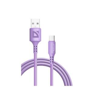 Defender Кабель F207,  USB 2.0  (AM) - Type C,  1метр,  2.4А,  силиконовая оплетка,  фиолетовый.