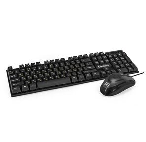 Exegate EX295302RUS Комплект ExeGate Professional Standard Combo MK110  (клавиатура влагозащищенная 104кл. + мышь оптическая 1000dpi,  3 кнопки и колесо прокрутки,  длина кабелей 1, 5м; USB,  черный,  Color