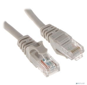 Патч-корд Bion [BPC-U5E181-3M] U / UTP,  Cat.5e,  AWG 26  (7 / 0, 16мм),  многожильный,  PVC,  3м,  серый,  100% медь