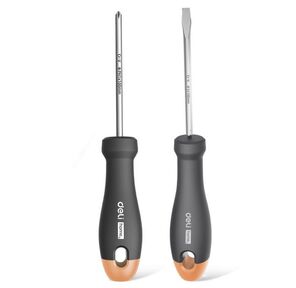 Набор отверток "Home Series Gray" Deli HT1002C 2шт SL5x100+PH1x100,  эксклюзивный дизайн,  рукоятка из высококачественного софттач пластика