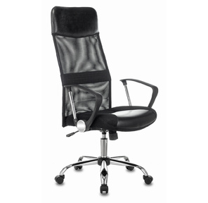 Кресло руководителя Бюрократ CH-600SL / LUX / BLACK черный искусст.кожа / сетка / ткань крестовина хром