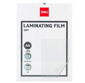 Пленка для ламинирования Deli 125мкм A4  (100шт) глянцевая 303x216мм E3817