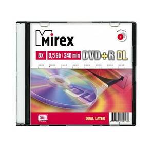 Диск DVD+R Mirex 8.5 Gb,  8x,  Slim Case  (1),  Dual Layer  (1 / 50)