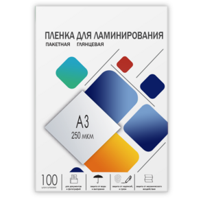 Пленка 303х426  (250 мик) 100 шт. /  Пленка для ламинирования A3,  303х426  (250 мкм) глянцевая 100шт,  ГЕЛЕОС [LPA3-250]