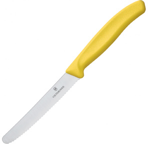 Нож кухонный Victorinox Swiss Classic  (6.7836.L118) стальной для овощей лезв.110мм серрейт. заточка желтый без упаковки