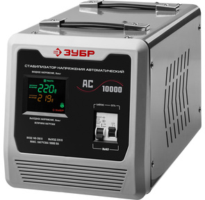 Стабилизатор напряжения Зубр АС 10000 электронный однофазный серый