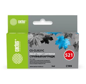 Cactus CS-CLI521C Картридж струйный голубой для Canon MP540 / MP550 / MP620 / MP630 / MP640 / MP660  (446стр.)