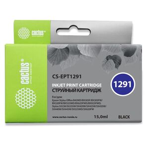 Cactus CS-EPT1291 Картридж струйный черный для Epson Stylus Office B42 / BX305 / BX305F / BX320 / BX525 / BX625 / SX420 / SX425 / SX525 / SX620  (15мл)