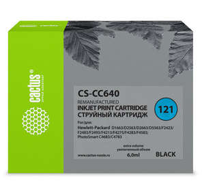 Картридж струйный Cactus CS-CC640 черный для №121 HP DJD1663 / D2563 / D2663 / D5563 / F2423  (6ml)