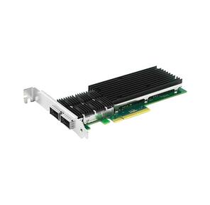 Network Interfaced Card LR-LINK LREC9902BF-2QSFP+,  40GBASE Fiber PCIe x8 NIC  (Dual QSFP+),  Intel XL710,  2 x QSFP+.  Analogs: Silicom: PE340G2QI71 ,  Intel: XL710-QDA2