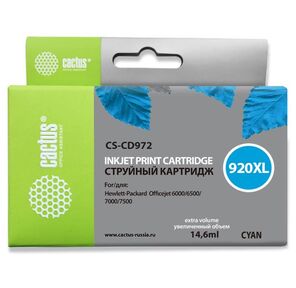 Картридж струйный Cactus CS-CD972 синий для №920XL HP Officejet 6000 / 6500 / 7000 / 7500  (11ml)