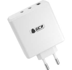 GCR Сетевое зарядное устройство 100W,  1 USB + 2 TypeC,  GaN Tech Quick Charger,  PD 3.0,  белый